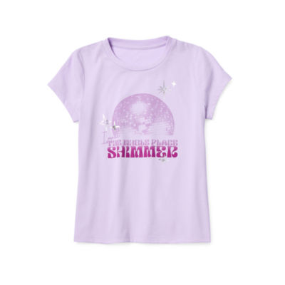 Thereabouts Little & Big Kid Girls Round Neck Short Sleeve Regular Fit Graphic T-Shirt