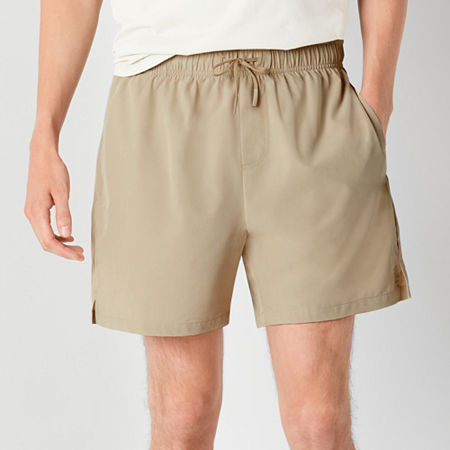 Arizona Mens 5" Active Jogger Short, Small, Beige