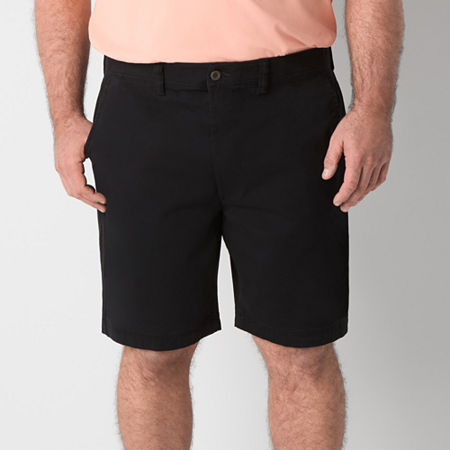 St. John's Bay Comfort Waist 10" & 11" Mens Big and Tall Stretch Fabric Chino Short, 58 Regular, Black