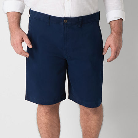 St. John's Bay Comfort Waist 10" & 11" Mens Big and Tall Stretch Fabric Chino Short, 54 Regular, Blue