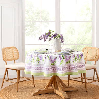 Elrene Home Fashions Lilac Garden 70” Round Engineered Tablecloths