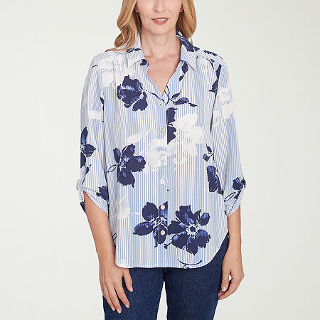 Alfred Dunner Classics Womens 3/4 Sleeve Blouse