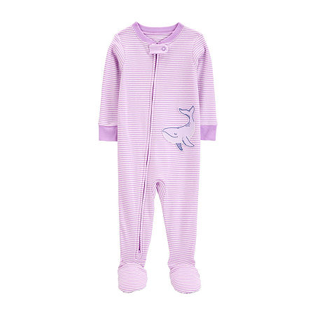 Carter's Baby Girls Footed Long Sleeve One Piece Pajama, 18 Months, Purple