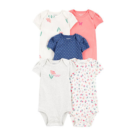 Carter's Baby Girls 5-pc. Short Sleeve Bodysuit, 6 Months, Gray