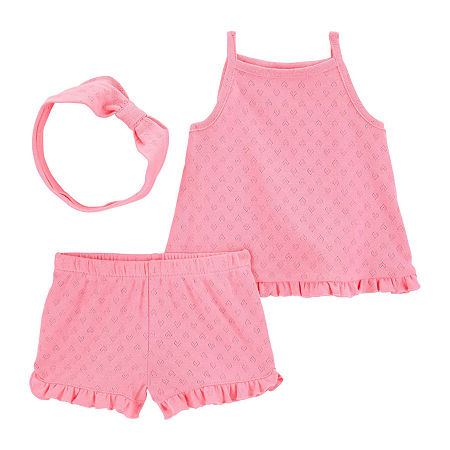 Carter's Baby Girls 3-pc. Short Set, Newborn, Pink