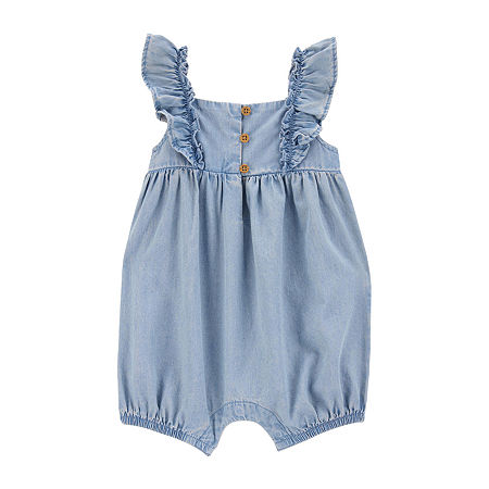 Carter's Baby Girls Sleeveless Romper, Newborn, Blue