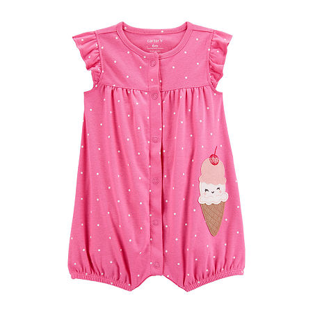 Carter's Baby Girls Short Sleeve Dots Romper, 24 Months, Pink