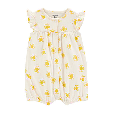 Carter's Baby Girls Short Sleeve Floral Romper, 18 Months, White