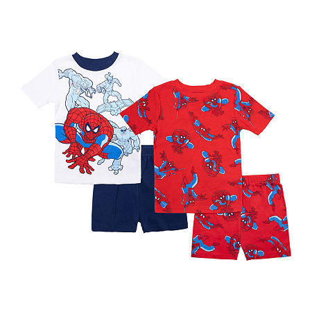 Disney Collection Little & Big Boys 4-pc. Spiderman Pajama Sets, 10, Red