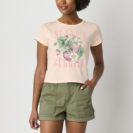 Arizona Juniors Womens Short Sleeve Graphic T-Shirt, Large, Pink