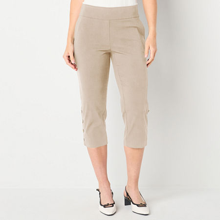 Liz Claiborne April Womens Mid Rise Capri Pants, 12, Beige