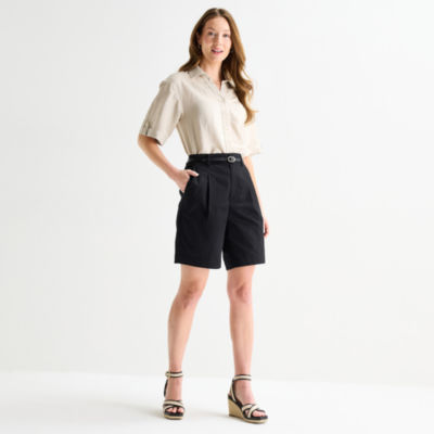 Liz Claiborne Womens 9" Mid Rise Bermuda Short