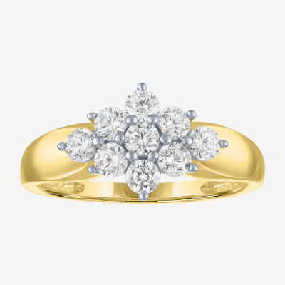 (G-H / Si2-I1) Womens 2/3 Ct. T.W. Lab Grown White Diamond 10K Gold Cocktail Ring