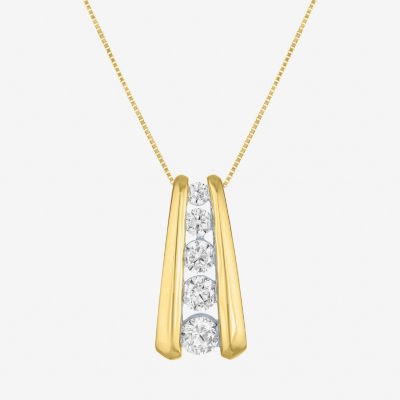 (G-H / Si2-I1) Womens 2/3 Ct. T.W. Lab Grown White Diamond 10K Gold 18 Inch Pendant Necklace