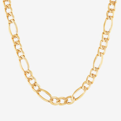 Made in Italy Mens 10K Gold 24 Inch Figaro Chain Necklace