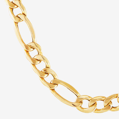 Made in Italy Mens 10K Gold 24 Inch Figaro Chain Necklace