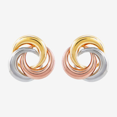 14K Tri-Color Gold 10mm Knot Stud Earrings