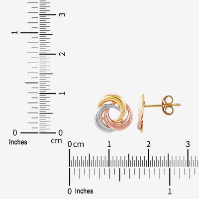 14K Tri-Color Gold 10mm Knot Stud Earrings