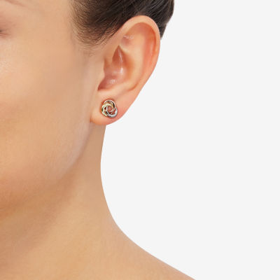 14K Tri-Color Gold 10mm Knot Stud Earrings