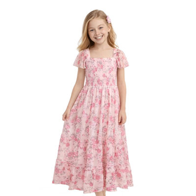 Lilt Big Kid Girls Short Sleeve A-Line Dress