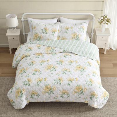 Laura Ashley Honeysuckle 3-pc. Reversible Quilt Set