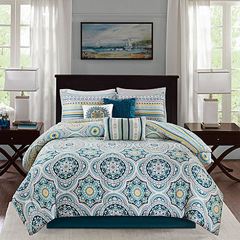 Madison Park Palisades Queen 7 Piece Comforter Set in Blue