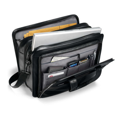 Samsonite Leather Expandable 17" Business Briefcase, Color Black