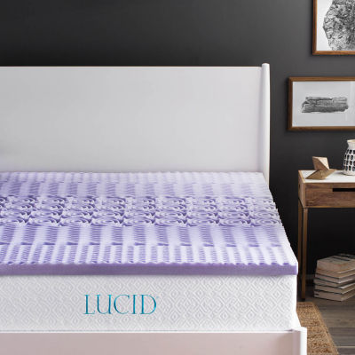 Lucid 2 Inch 5-Zoned Lavender Memory Foam Mattress Topper