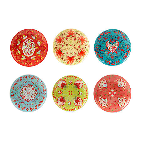 Certified International Francesca 6pc Earthenware Appetizer Plate Set, One Size, Multiple Colors