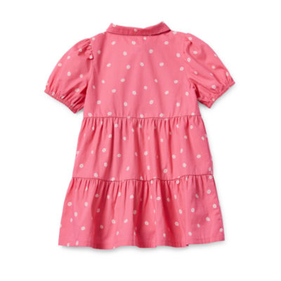 Toddler Girl Polka dots Ruffled Short-sleeve Tee