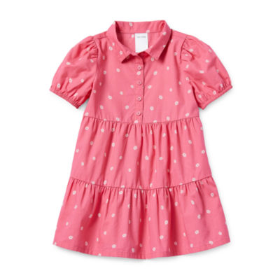 Okie Dokie Toddler & Little Girls Short Sleeve Fitted Shirt Dress