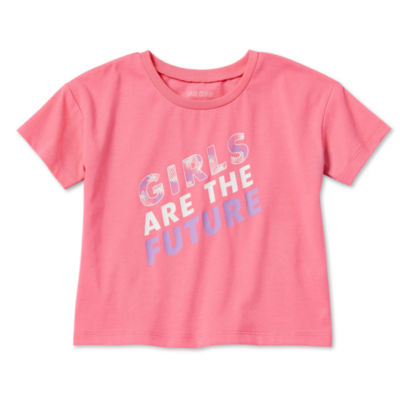 Okie Dokie Active Toddler & Little Girls Round Neck Short Sleeve Regular Fit Graphic T-Shirt