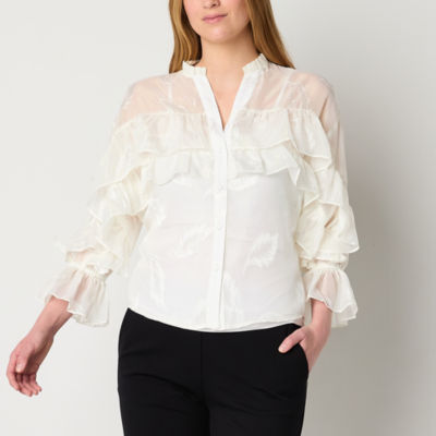 52seven Womens Long Sleeve Regular Fit Button-Down Shirt