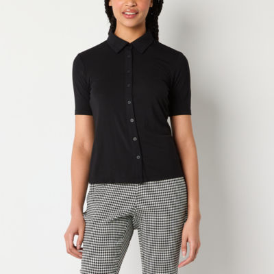 Worthington Womens Short Sleeve Regular Fit Button-Down Shirt