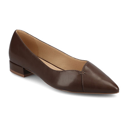 Journee Collection Womens Carmin Pointed Closed Toe Ballet Flats, 7 Medium, Brown