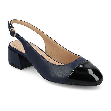 Journee Collection Womens Sammie Cap Closed Toe Flat Heel Pumps, 10 Wide, Blue