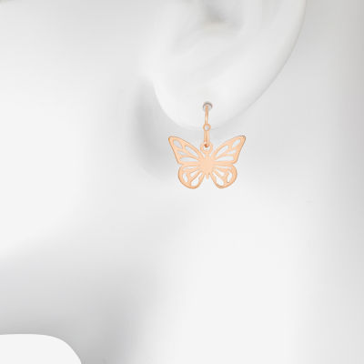 Bijoux Bar Delicates Rose Tone Butterfly Drop Earrings