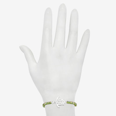 Bijoux Bar Delicates Turtle Womens Silver Tone Beaded Bracelet