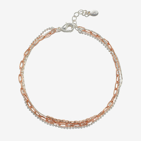 Bijoux Bar Delicates Two Tone Womens 9 Inch Solid Link Ankle Bracelet