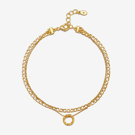 Bijoux Bar Delicates Womens Gold Tone 9 Inch Solid Link Ankle Bracelet
