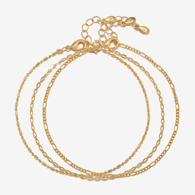 Bijoux Bar Delicates Womens Gold Tone 9 Inch Solid Link Ankle Bracelet