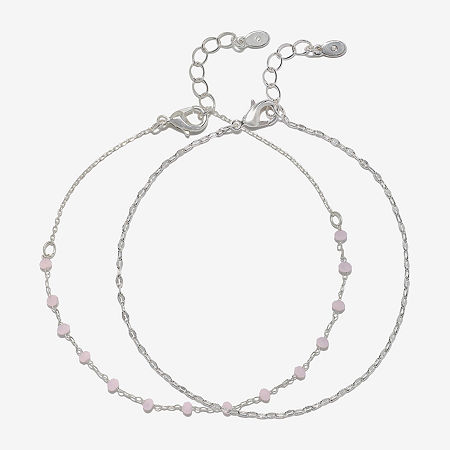 Bijoux Bar Delicates Womens Silver Tone 9 Inch Solid Link Ankle Bracelet