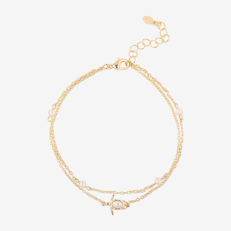 Bijoux Bar Delicates Turtle Womens Gold Tone 9 Inch Solid Link Ankle Bracelet