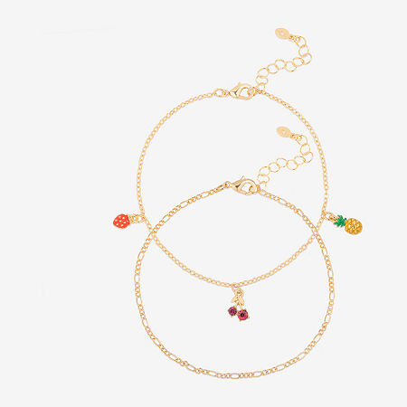 Bijoux Bar Delicates Fruit Womens Gold Tone 9 Inch Solid Link Ankle Bracelet