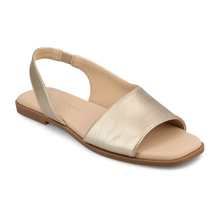 Journee Collection Womens Brinsley Slingback Strap Flat Sandals, 7 Wide, Beige