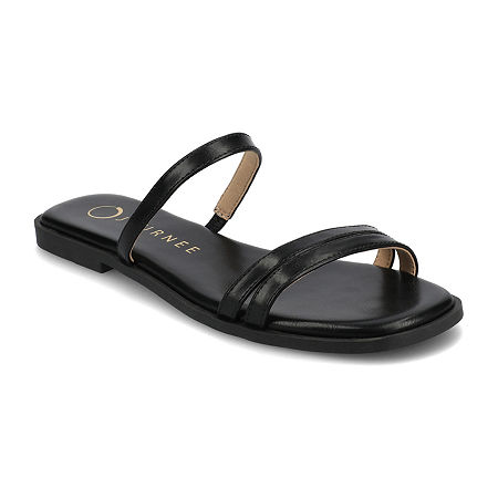 Journee Collection Womens Brisa Flat Sandals, 10 Medium, Black