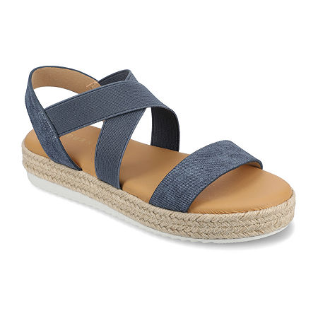 Journee Collection Womens Caroline Wedge Sandals, 8 Medium, Blue
