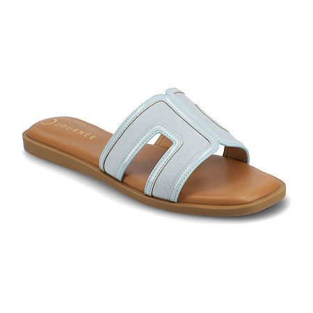 Journee Collection Womens Primah Flat Sandals, 12 Medium, Blue