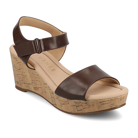 Journee Collection Womens Ranae Wedge Sandals, 11 Medium, Brown