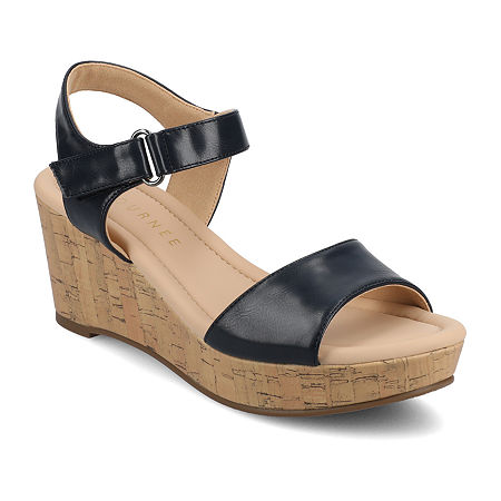 Journee Collection Womens Ranae Wedge Sandals, 8 Medium, Blue